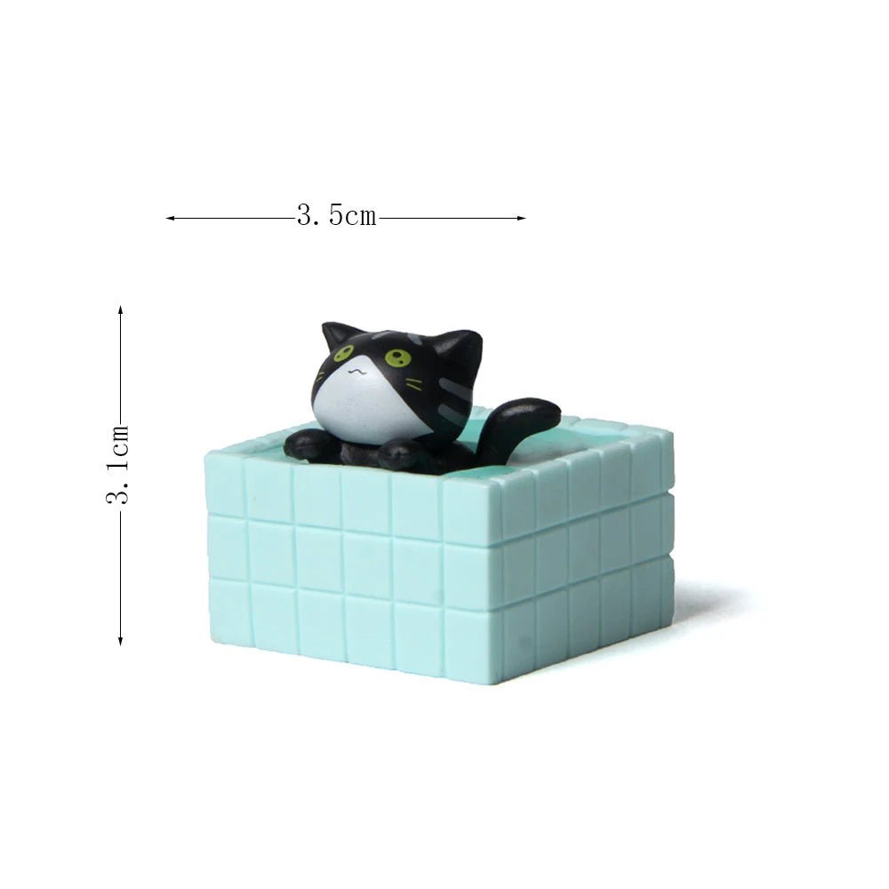 Storazone black cat figurine 3 Cat on Toilet Resin Home Decoration Action Figure Dollhouse Landscape Accessories Fairy Garden Miniatures Desktop Model Ornament