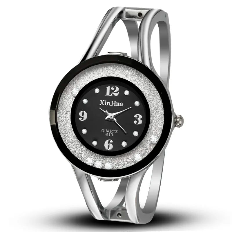 Storazone black / CHINA Women Watches Bracelet Relogio Feminino Quartz Fashion Bangle Watch Womens Crystal Stainless Steel Wristwatch Bayan Kol Sat