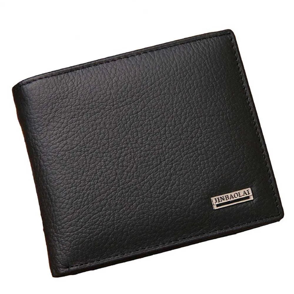 Storazone Black Classic Short Genuine Leather Men Wallets Fashion Coin Pocket Card Holder Men Purse Simple Quality Male Wallets