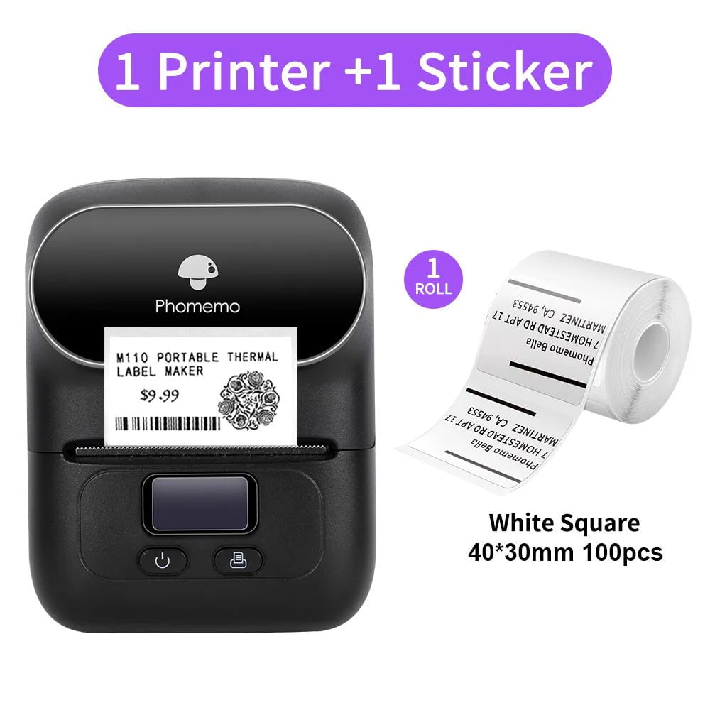 Storazone Black / CN Phomemo M110 Thermal Wireless Label Printer Sticker Mini Printer Barcode Bluetooth Label Maker Price Tag Printers Free APP