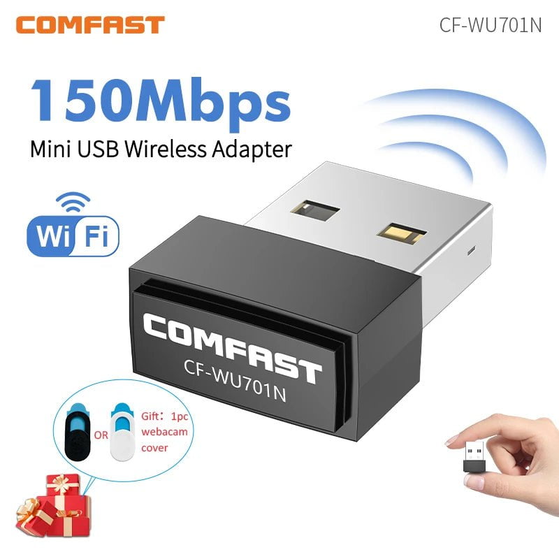 Storazone Black Comfast Adaptador Mini USB Wifi Adapter 150Mbps USB Antena Wifi Para PC Receiver Dongle Network Card Desktop Laptop Win7 8 10 11