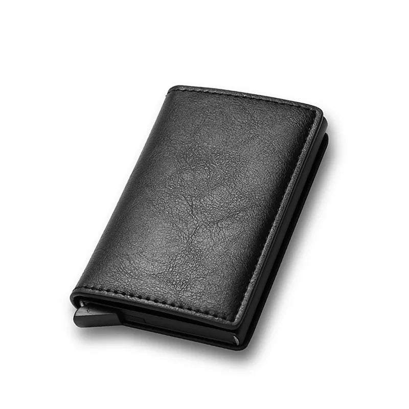 Storazone Black Custom Card Holder Rfid Black Carbon Fiber Leather Simple Wallet Men's Gift Personalized