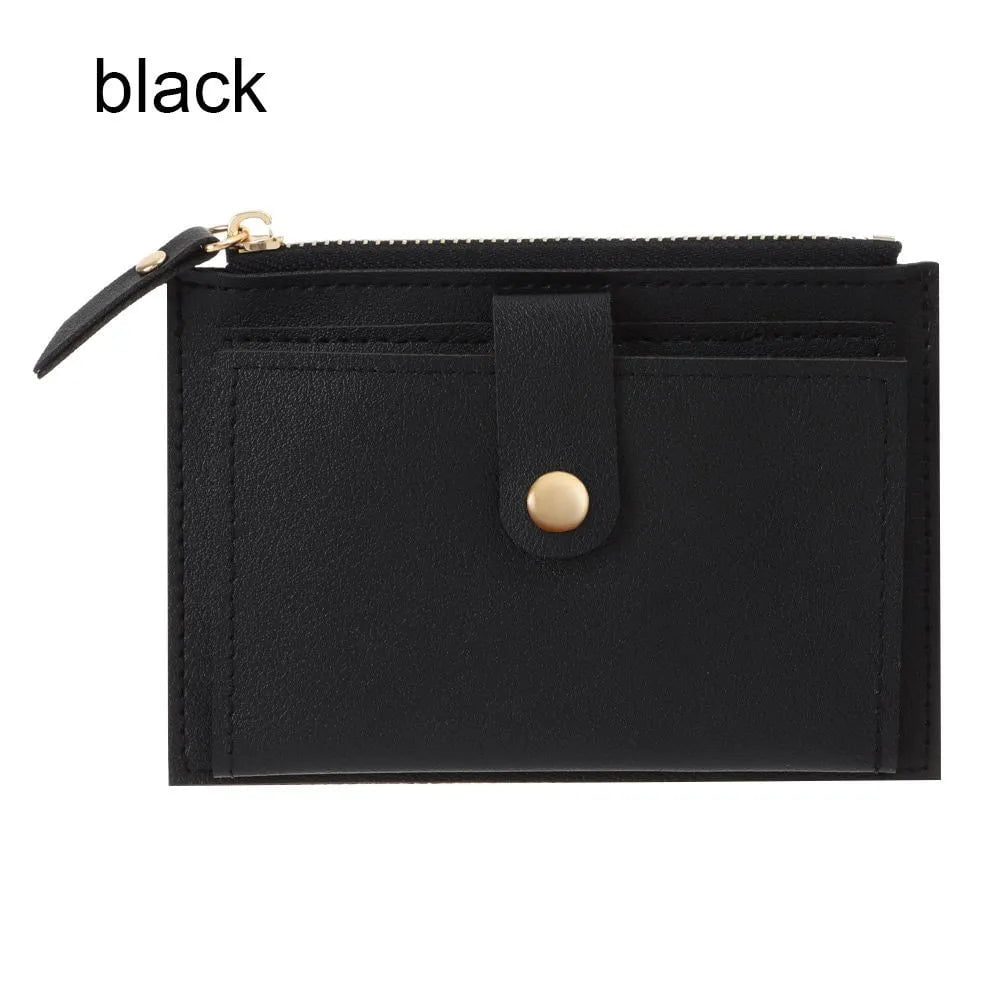 Storazone black Cute Fashion PU Leather Mini Coin Purse Women Solid Color Credit Card Holder Bags Small Wallet Money Bag Purse Card Holder