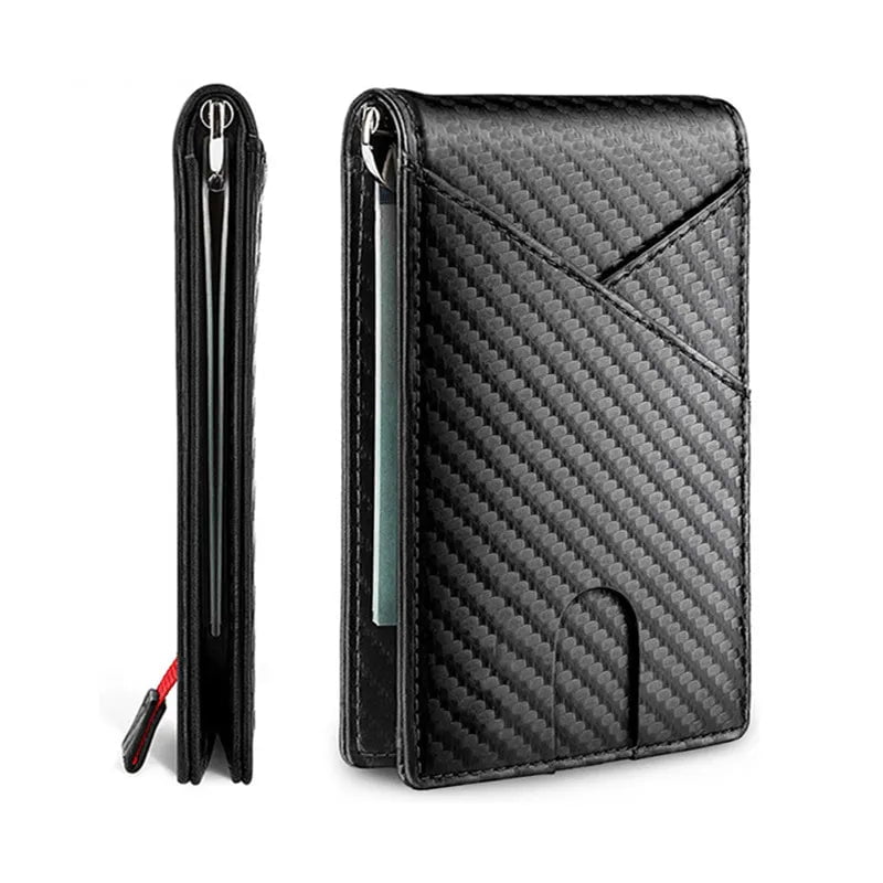 Storazone Black DIENQI Carbon Fiber Rfid Slim Card Luxury Wallet Money Bag Men's Wallet Bifold Billfold