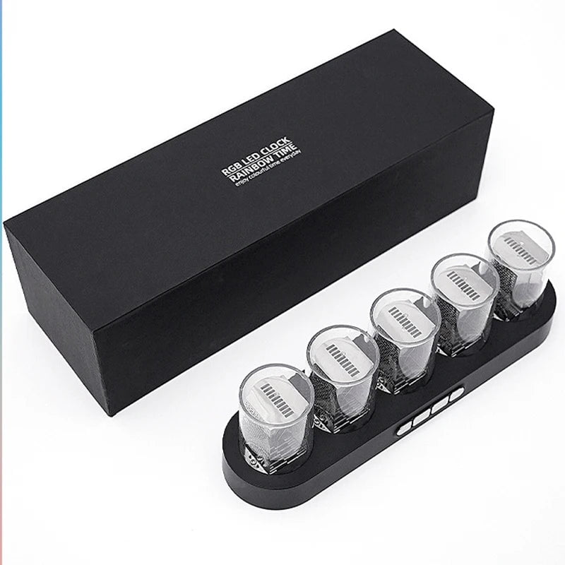 Storazone BLACK Digital Nixie Tube Clock with RGB LED Glows for Game Room Desktop Decoration. Luxury Box Packing for Gift Idea.