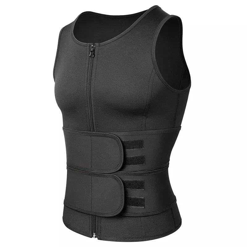 Storazone Black Double Belts / M / CHINA Neoprene Men's Shapers Sweat Vest for Men Waist Trainer Vest Adjustable Workout Body Shaper with Double Zipper for Sauna Suit