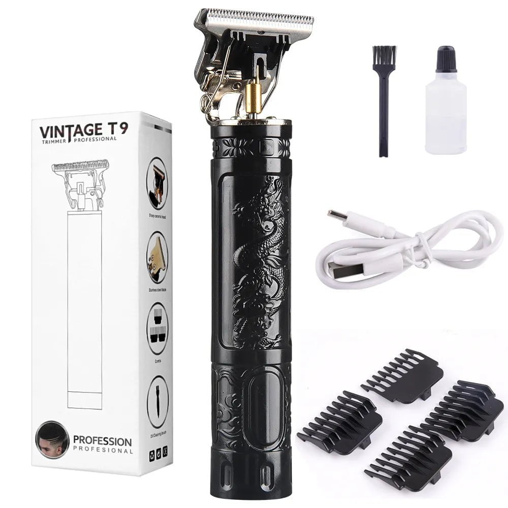 Storazone Black Dragon Men's Barber Retro T9 Hair Trimmer Professional Razor Trimmer Kemei Heyar Cut Machine Wireless Hair Clipper Beard Man Shaving