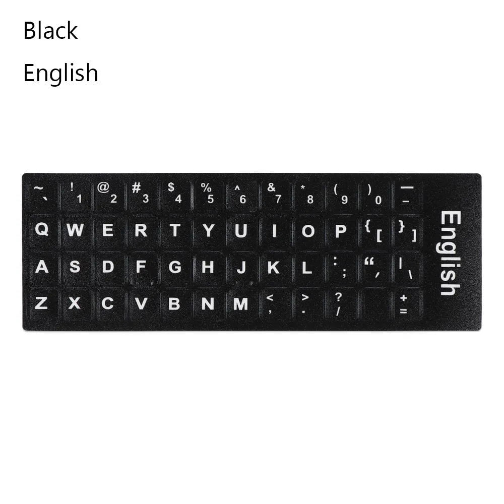 Storazone Black-English Multi-language Keyboard Stickers Spanish/English/Russian/Deutsch/Arabic/Italian/Japanese Letter Replacement For Laptop PC