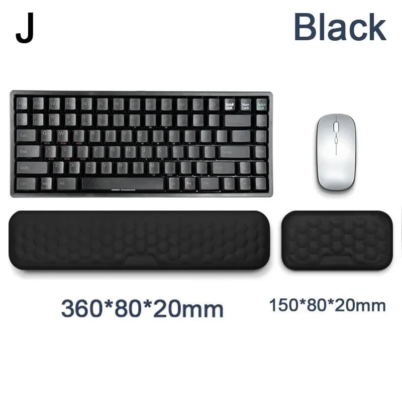 Storazone Black Ergonomic Keyboard Mouse Wrist Rest Office Typing Protection Relax Wrist Memory Foam Mouse Pad Computer Laptop Desk Mat