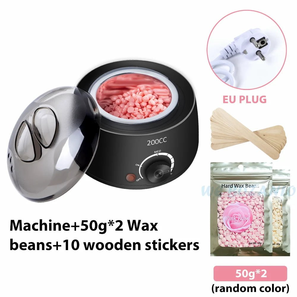 Storazone Black EU 100g Beans 200CC Wax Heater Warmer Hair Removal Machine For Hand Foot Body SPA Epilator Paraffin Wax Pot +Wax Beans + Wood Sticks