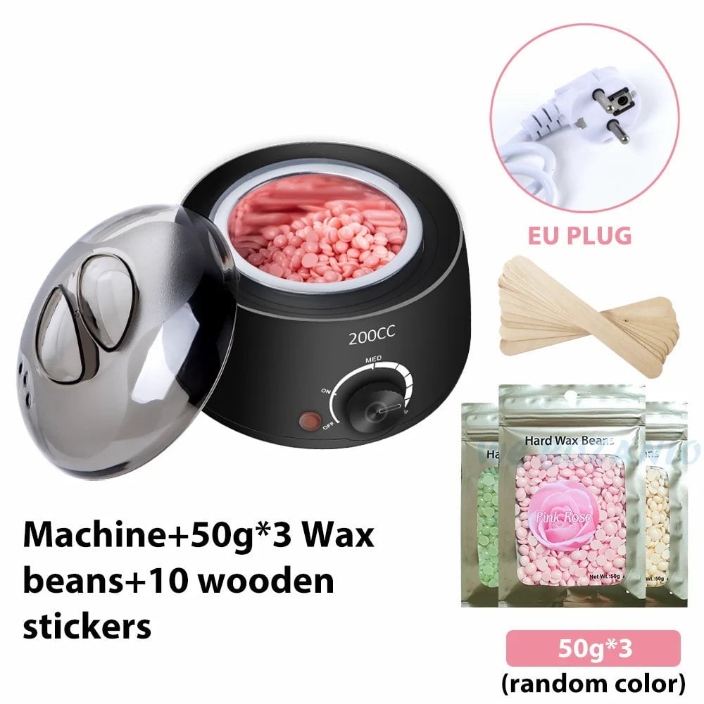 Storazone Black EU 150g Beans 200CC Wax Heater Warmer Hair Removal Machine For Hand Foot Body SPA Epilator Paraffin Wax Pot +Wax Beans + Wood Sticks