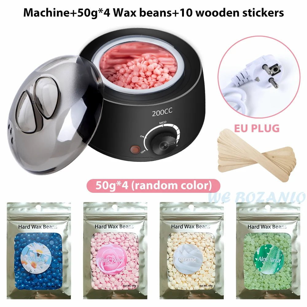 Storazone Black EU 200g Beans 200CC Wax Heater Warmer Hair Removal Machine For Hand Foot Body SPA Epilator Paraffin Wax Pot +Wax Beans + Wood Sticks