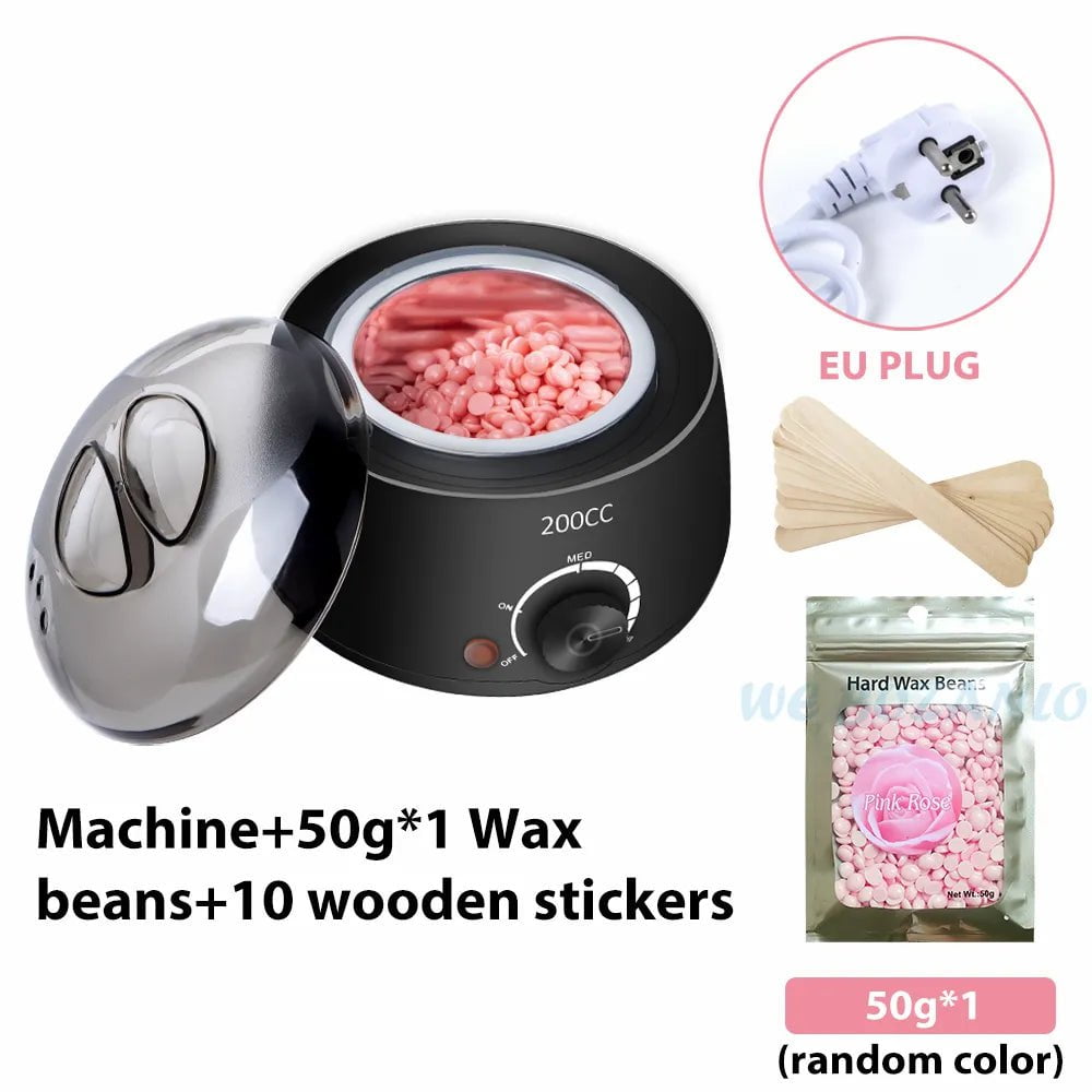 Storazone Black EU 50g Beans 200CC Wax Heater Warmer Hair Removal Machine For Hand Foot Body SPA Epilator Paraffin Wax Pot +Wax Beans + Wood Sticks