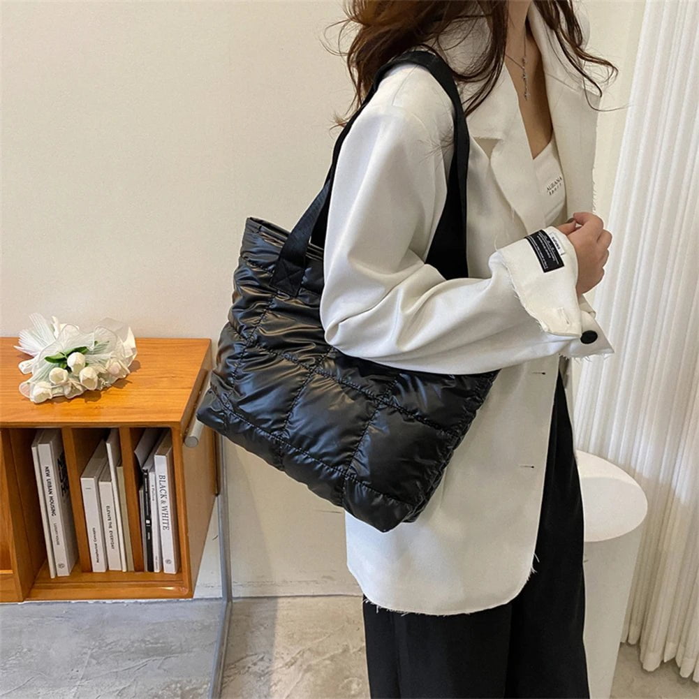 Storazone black Fashion Tote Handbags for Women Black Large Capacity Soft Rhombus Bags Vinatge Quilted Shoulder Bag Purse for Travel Shopping