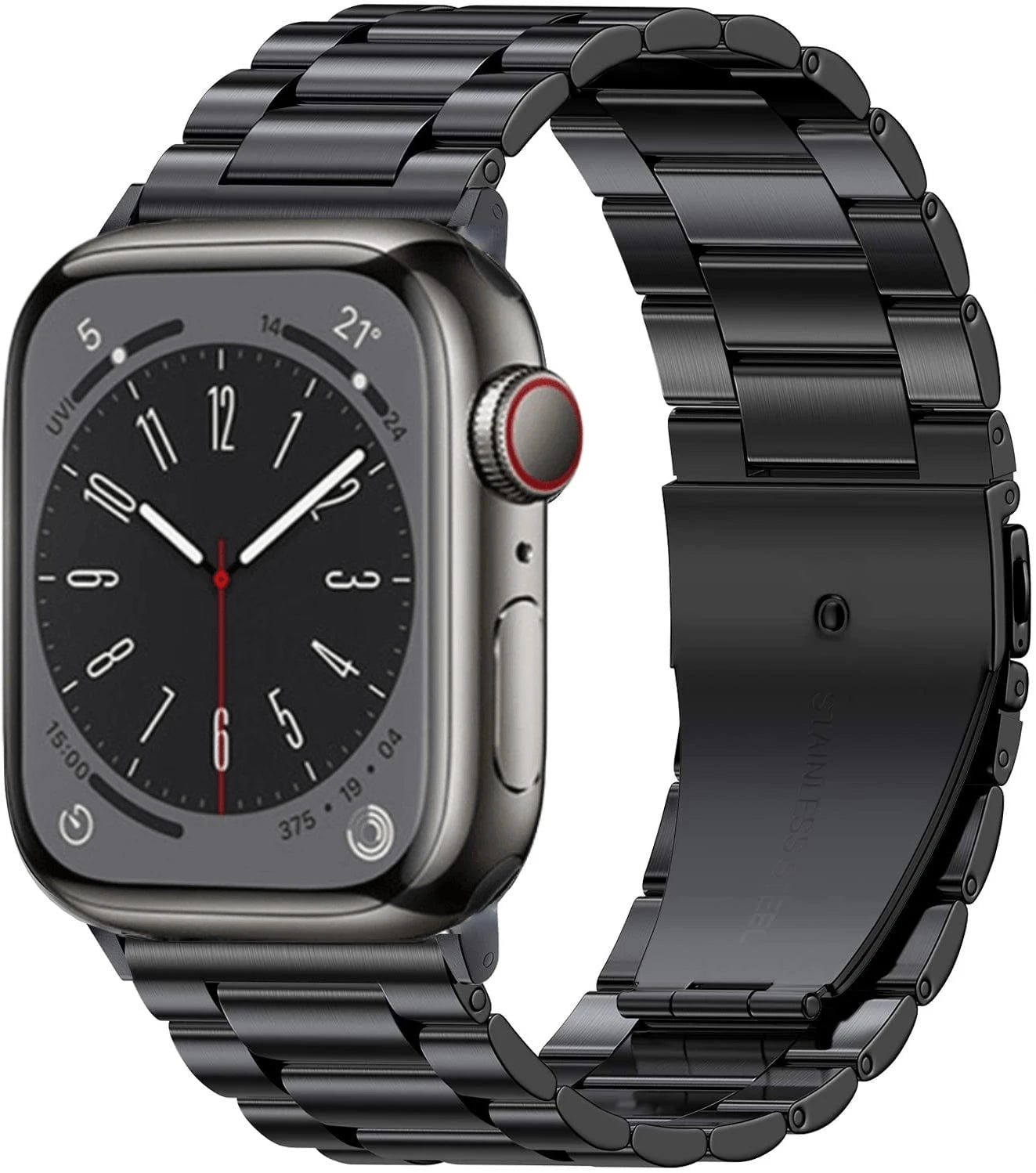 Storazone Black / For 38mm or 40mm Metal strap For Apple watch Ultra/2 49mm 9 8 7 45mm 41mm Stainless steel high-end wristband For iWatch 6 5 4 3 SE 44mm 42mm 40mm