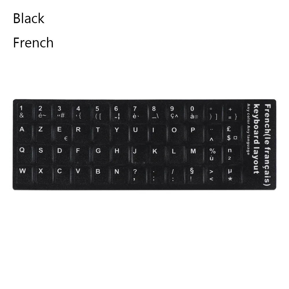 Storazone Black-French Multi-language Keyboard Stickers Spanish/English/Russian/Deutsch/Arabic/Italian/Japanese Letter Replacement For Laptop PC