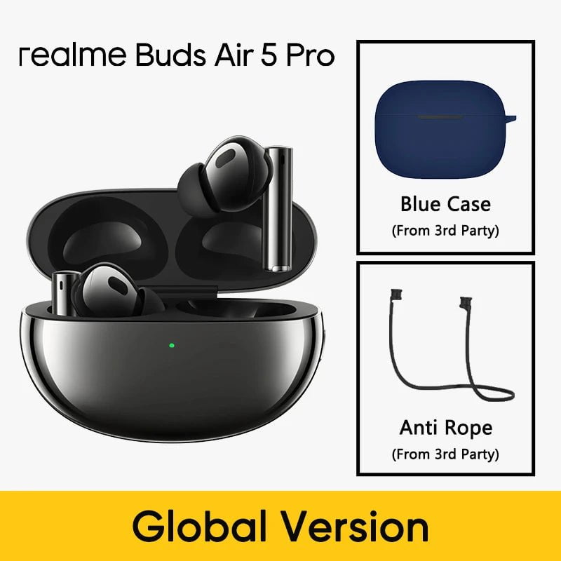 Storazone Black GL n Blue / CHINA Global Version realme Buds Air 5 Pro Bluetooth headphones 50dB Active Noise Cancelling LDAC Bluetooth 5.3 Wireless Headphonea