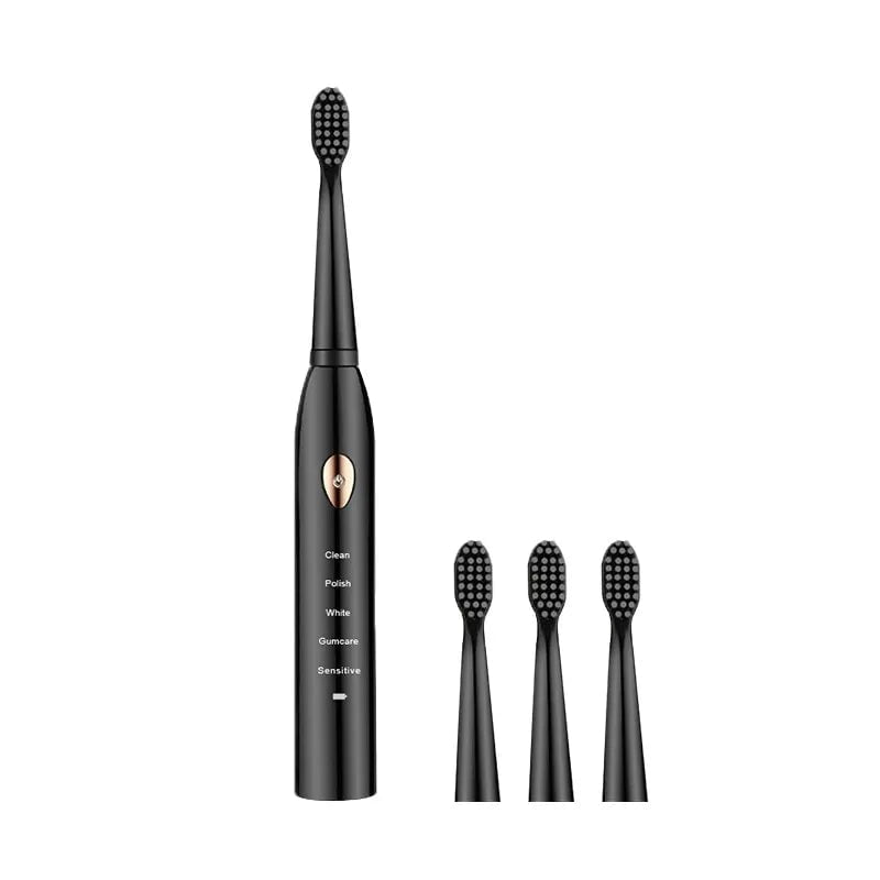 Storazone Black gold 4 Bruch head Jianpai Adult Black White Classic Acoustic Electric Toothbrush Adult 5-gear Mode USB Charging IPX7 Waterproof Acoustic Electric