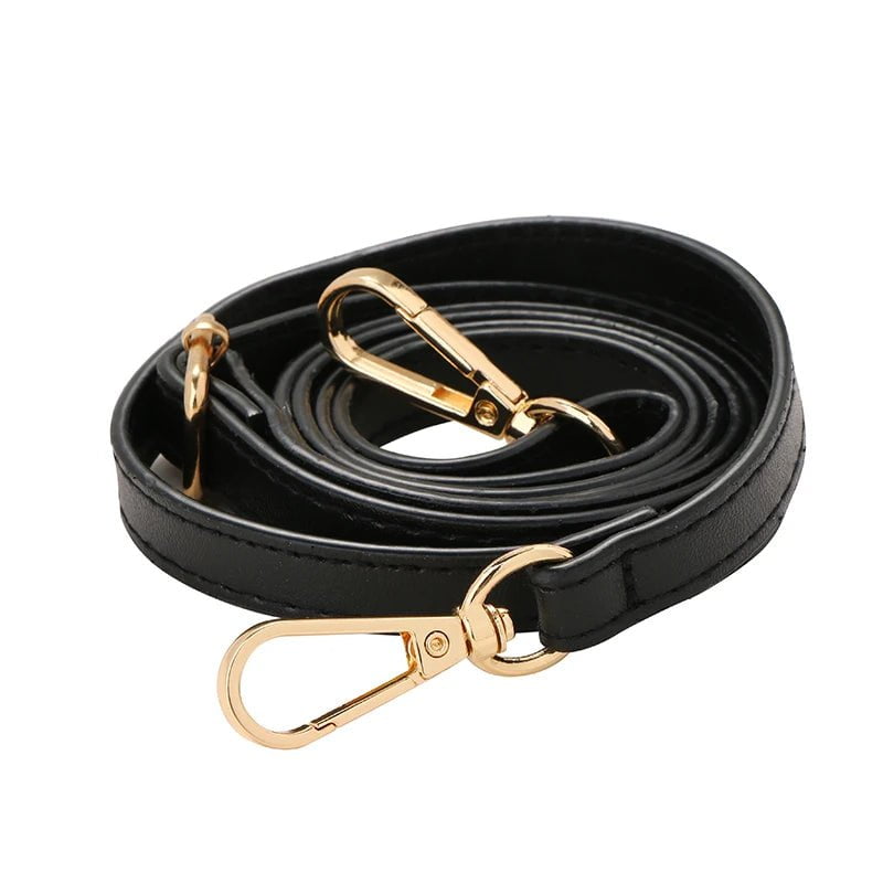 Storazone black gold buckle / 110CM-125CM 125CM Long PU Leather Bag Strap Accessories for handbags 1.2CM Wide Shoulder Bag Strap For crossbody Replacement Strap For Bags