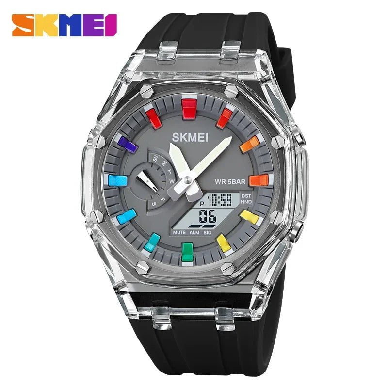 Storazone Black Gray / CHINA SKMEI 2100 Outdoor Men Digital Watch Colourful LED Display Watches Waterproof Shock Resistant Mens Wristwatch Clock reloj hombre