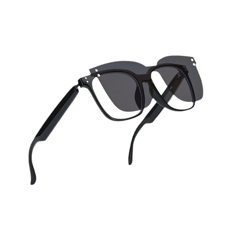 Storazone black Headset Sunglasses Smart Glasses Waterproof Men Wireless BlueTooth Bone Call Conduction Glass Camera HD Audio Eyewear