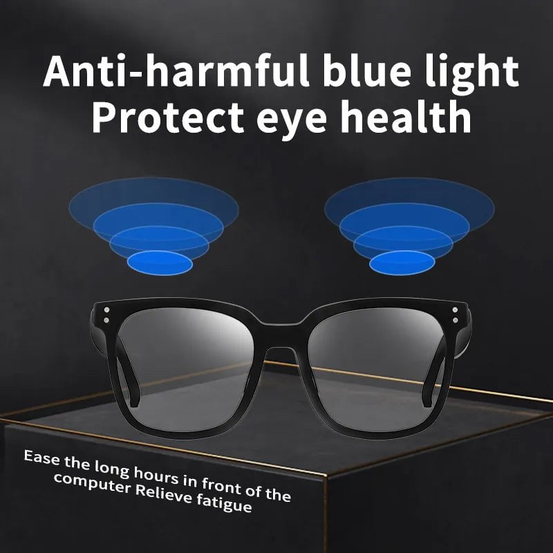 Storazone black Headset Sunglasses Smart Glasses Waterproof Men Wireless BlueTooth Bone Call Conduction Glass Camera HD Audio Eyewear