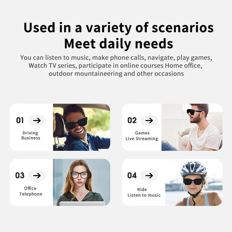 Storazone black Headset Sunglasses Smart Glasses Waterproof Men Wireless BlueTooth Bone Call Conduction Glass Camera HD Audio Eyewear