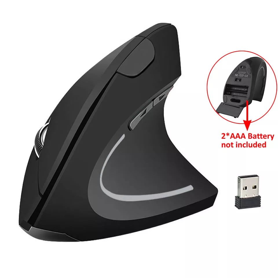 Storazone black HKZA Wireless Mouse Vertical Gaming Mouse USB Computer Mice Ergonomic Desktop Upright Mouse 1600 DPI for PC Laptop Office Home