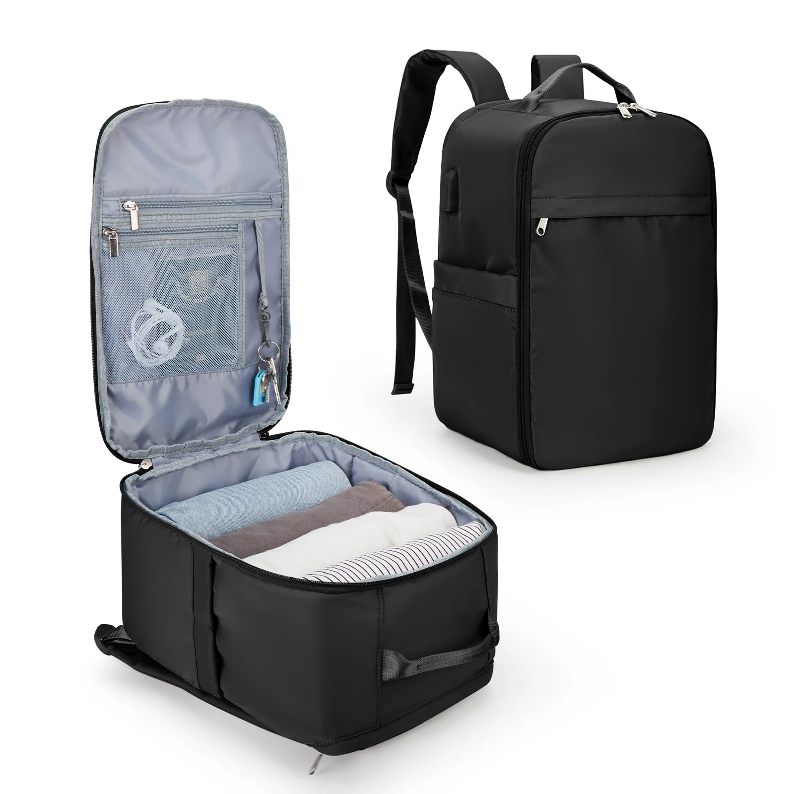 Storazone Black / Large Ryanair Backpack 40x20x25 Cabin Bag, Hand Luggage Travel Backpack for Easyjet Cabin Bag 45x36x20, Laptop Backpack for Women/Men