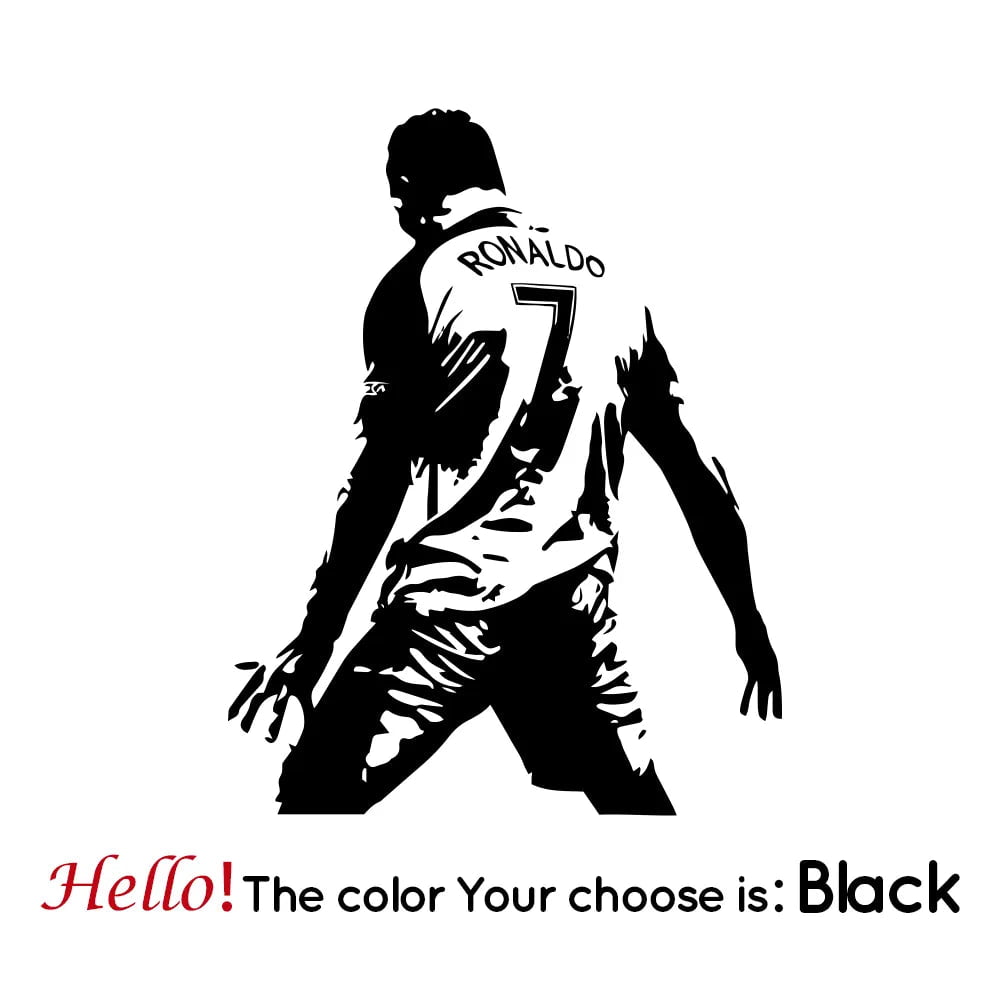 Storazone black / M 28cm X 35cm Football Cristiano Ronaldo Vinyl Wall Sticker Soccer Athlete Ronaldo Wall Decals Art Mural For Kis Room Living Room Decoration