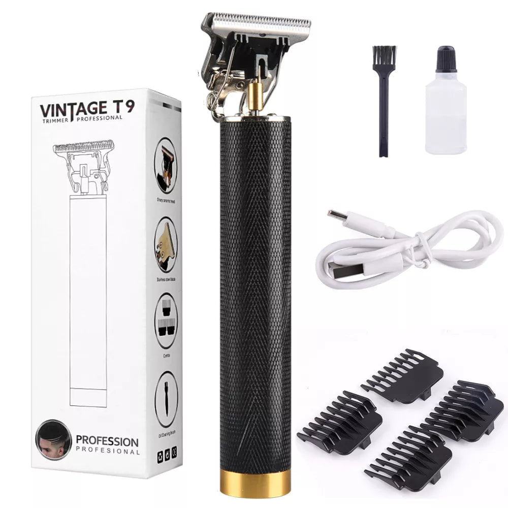 Storazone Black Men's Barber Retro T9 Hair Trimmer Professional Razor Trimmer Kemei Heyar Cut Machine Wireless Hair Clipper Beard Man Shaving