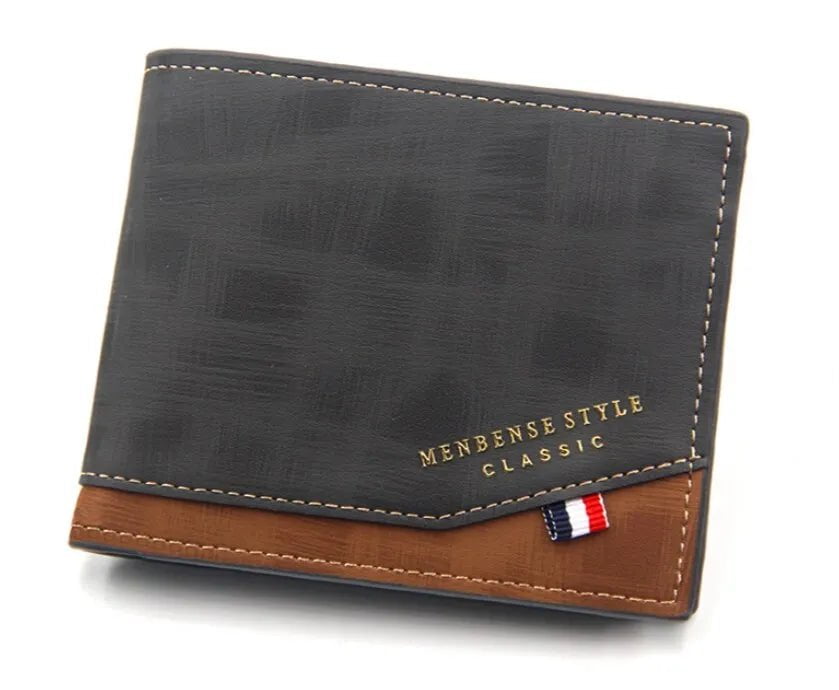 Storazone Black Men's Short Frosted Large Capacity Leather Wallet,Multi-Slot Coin Pocket Photo Holder Small Men's Wallet,Vintage Wallet for Male