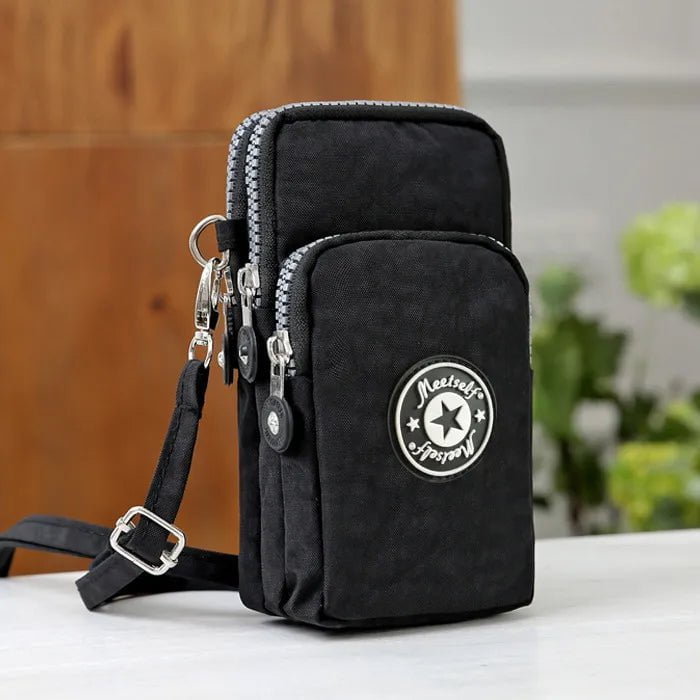 Storazone black Mobile phone bag women's mobile phone bag packaging zipper printing small bag summer shoulder bag bag women's messenger bag