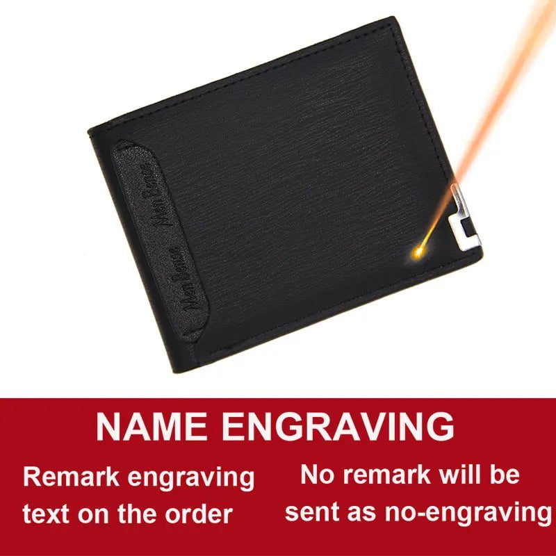 Storazone Black Name Short Men Wallets Free Name Engraving Luxury Slim Card Holder Male Purse Classic Zipper Coin Pocket Brand Men's Draw Card Wallet