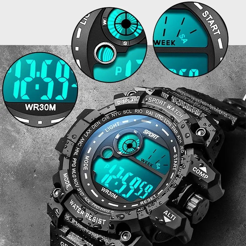 Storazone Black New Men LED Digital Watches Luminous Fashion Sport Waterproof Watches For Man Date Army Military Clock Relogio Masculino