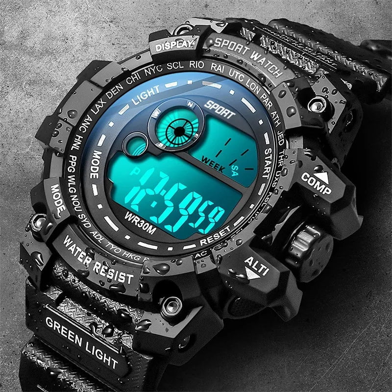 Storazone Black New Men LED Digital Watches Luminous Fashion Sport Waterproof Watches For Man Date Army Military Clock Relogio Masculino