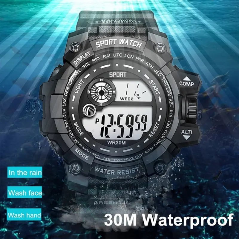 Storazone Black New Men LED Digital Watches Luminous Fashion Sport Waterproof Watches For Man Date Army Military Clock Relogio Masculino