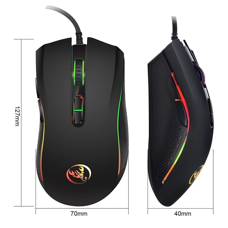 Storazone Black New Wired Gaming mouse gamer 7 Button 3200DPI LED Optical USB Computer Mouse Game Mice Mouse Mause For PC Computer Gamer