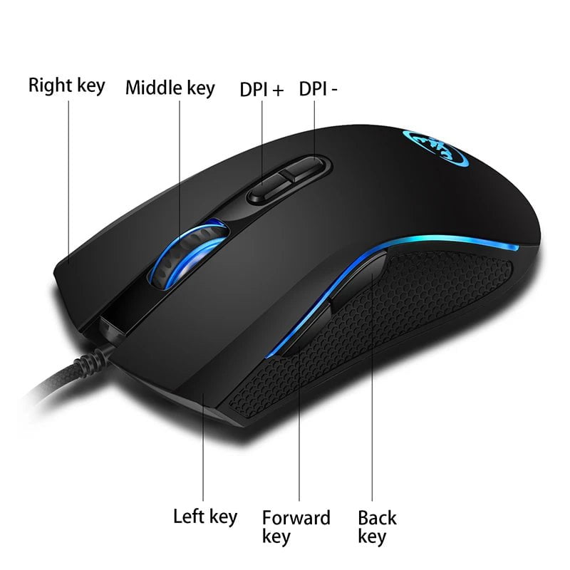 Storazone Black New Wired Gaming mouse gamer 7 Button 3200DPI LED Optical USB Computer Mouse Game Mice Mouse Mause For PC Computer Gamer