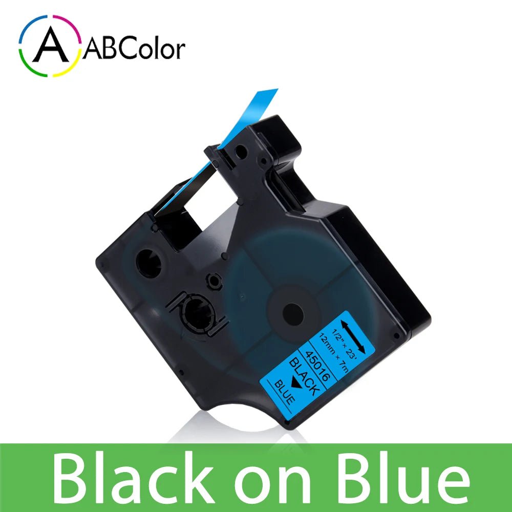Storazone Black on Blue / 6mm 45013 Label Tape Black on White For Dymo D1 45013 45018 12mm Label Cartridge For Dymo LabelManager 160 280 COLORPOP Label Maker