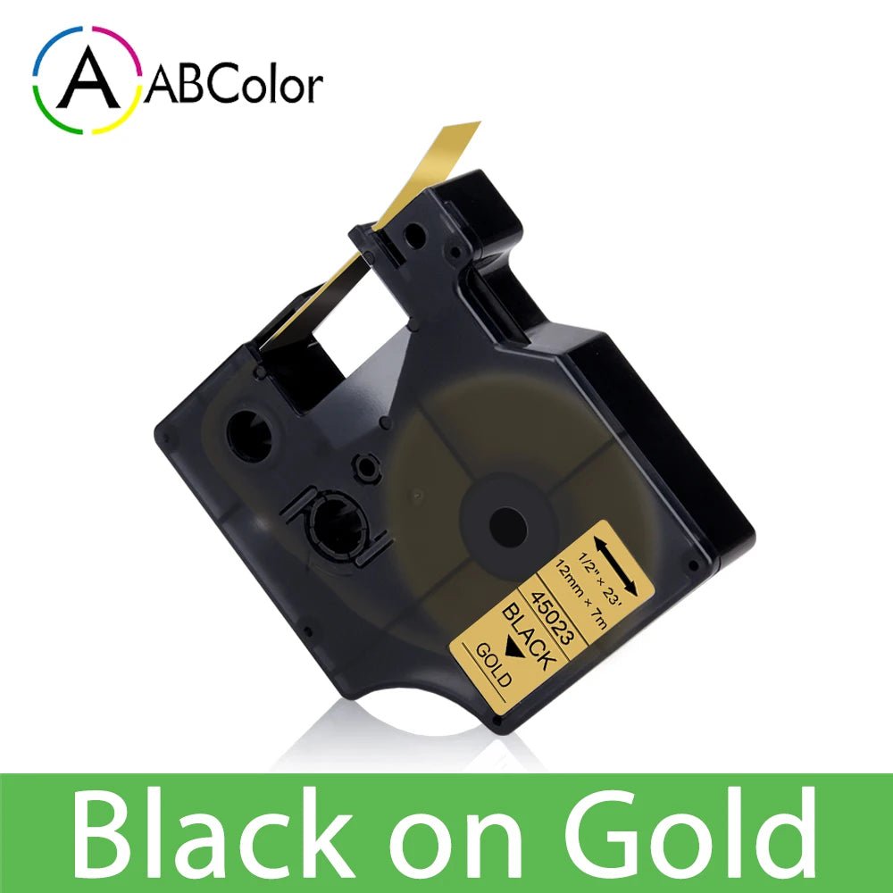 Storazone Black on Gold / 6mm 45013 Label Tape Black on White For Dymo D1 45013 45018 12mm Label Cartridge For Dymo LabelManager 160 280 COLORPOP Label Maker