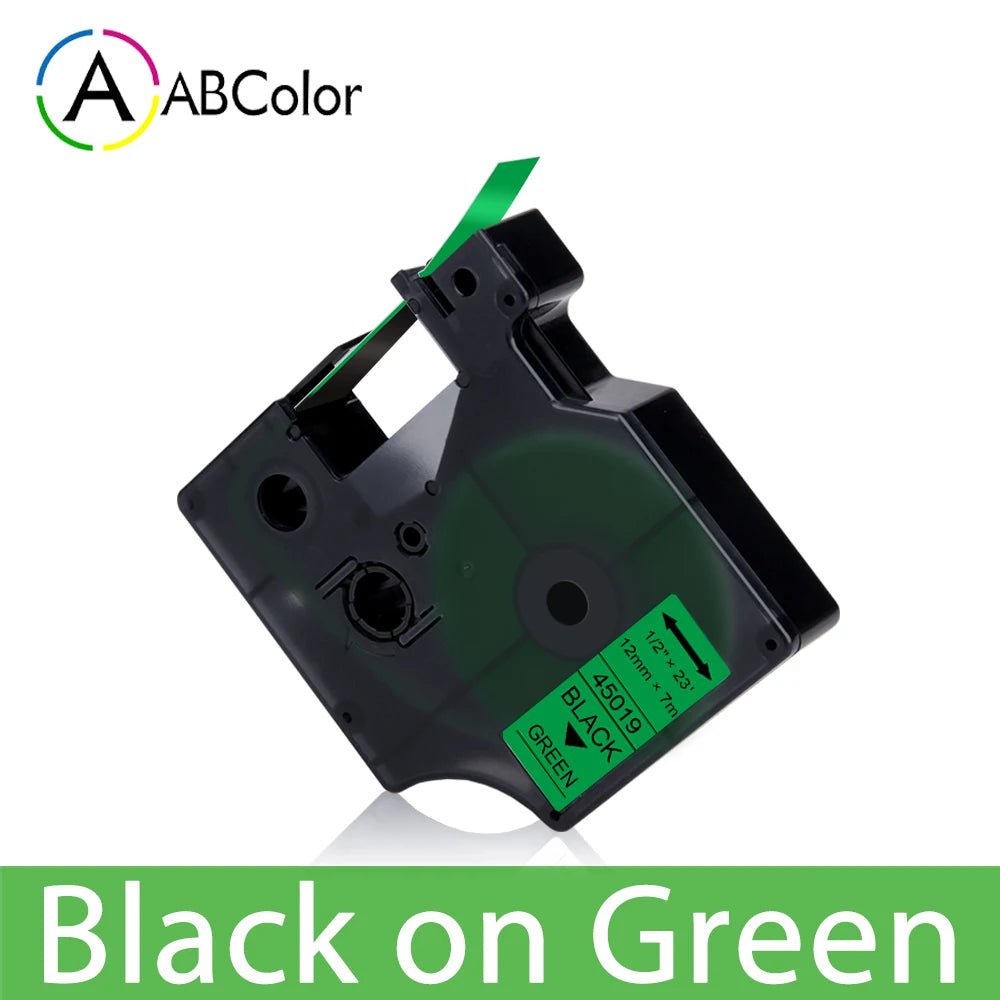 Storazone Black on Green / 6mm 45013 Label Tape Black on White For Dymo D1 45013 45018 12mm Label Cartridge For Dymo LabelManager 160 280 COLORPOP Label Maker