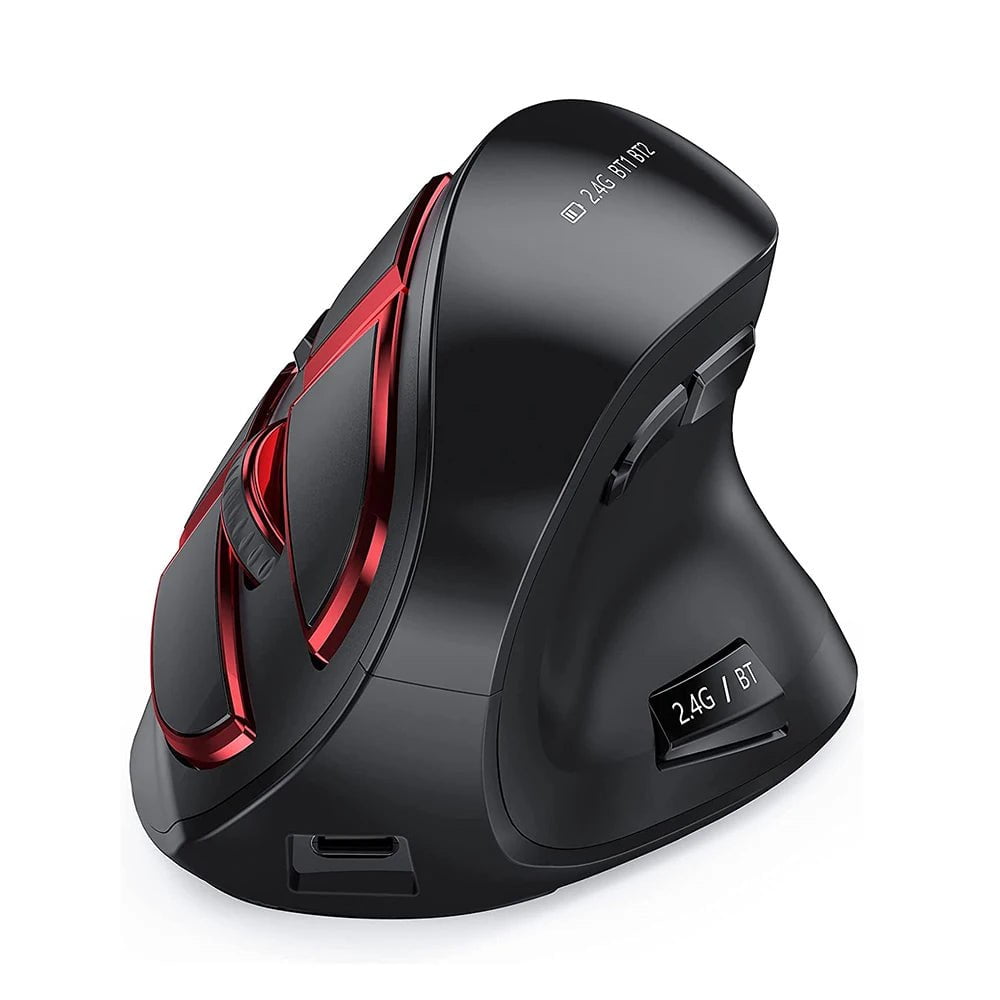 Storazone Black Red / CHINA Seenda Vertical Wireless Mouse Bluetooth 5.0 3.0 Mouse for Tablet Laptop PC Mac iPad Rechargeable 2.4G USB Ergonomic gaming Mice