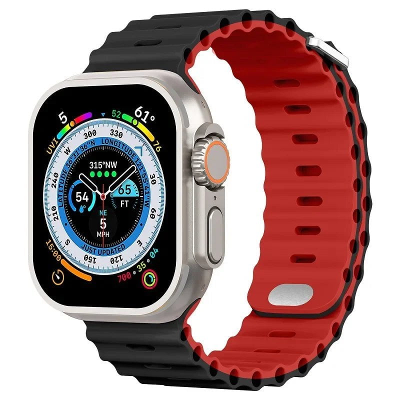 Storazone Black red / For 38mm 40mm 41mm Silicone strap For Apple watch Ultra/2 49mm Sports breathable soft wrist band For iwatch 9 8 7 6 5 4 SE 45mm 41mm 44mm 42mm 40mm