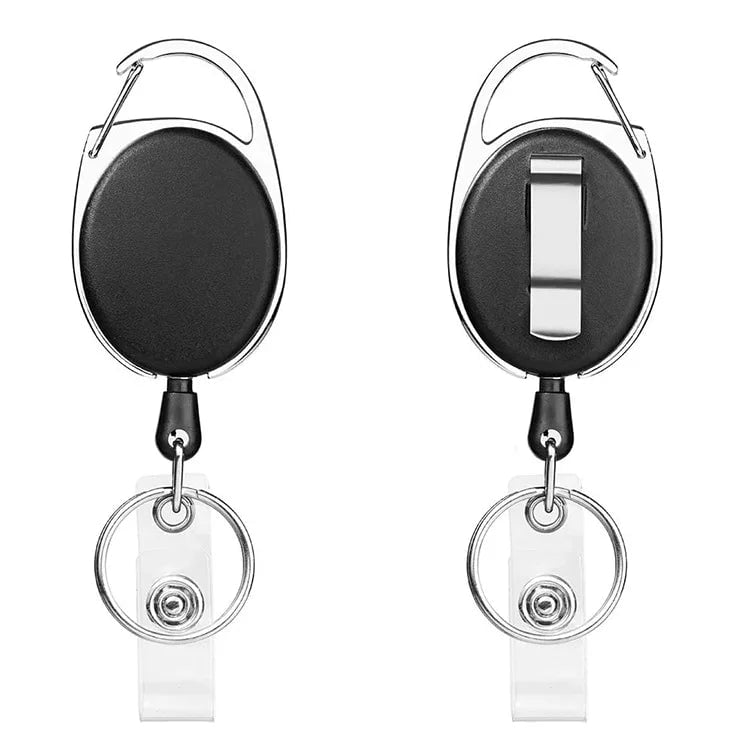 Storazone black Retractable Badge Reel with Card Holder Reel Clip Key Ring Retractable ID Card Holder Key Chain Holders for Office Name Tag