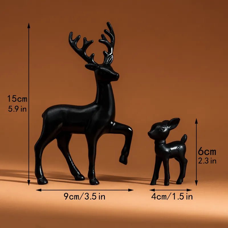 Storazone Black Room Decor Mother Deer Cute Kids Room Decor Sculptures Kawaii Miniatures Sculptures Christmas Home Decoration Fawn Figurines