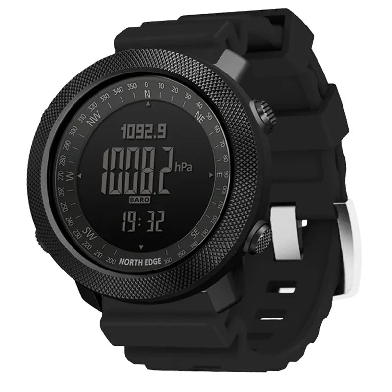 Storazone Black Rubber NORTH EDGE Men's sport Digital watch Running Swimming Military Army watches Altimeter Barometer Compass waterproof 50m Wristband