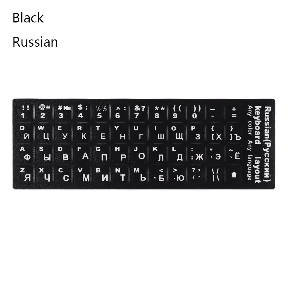 Storazone Black-Russian Multi-language Keyboard Stickers Spanish/English/Russian/Deutsch/Arabic/Italian/Japanese Letter Replacement For Laptop PC