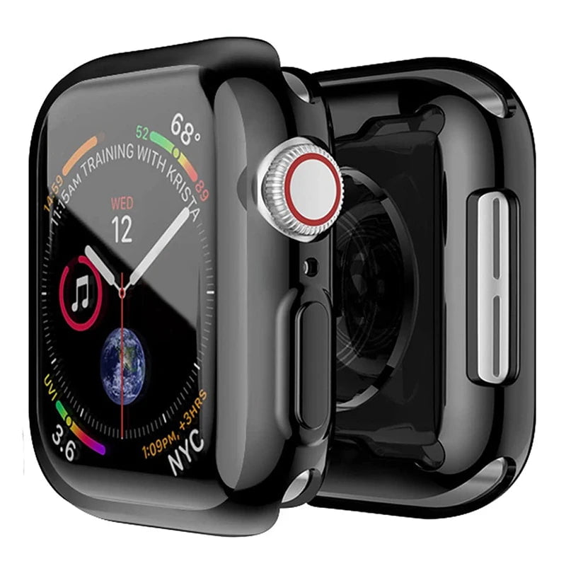 Storazone Black / Series 7 8 45MM Screen Protector For Apple Watch Case 45MM 41MM 44MM 40MM TPU bumper Cover 42MM 38MM accessories iwatch series 8 7 SE 6 5 4 3