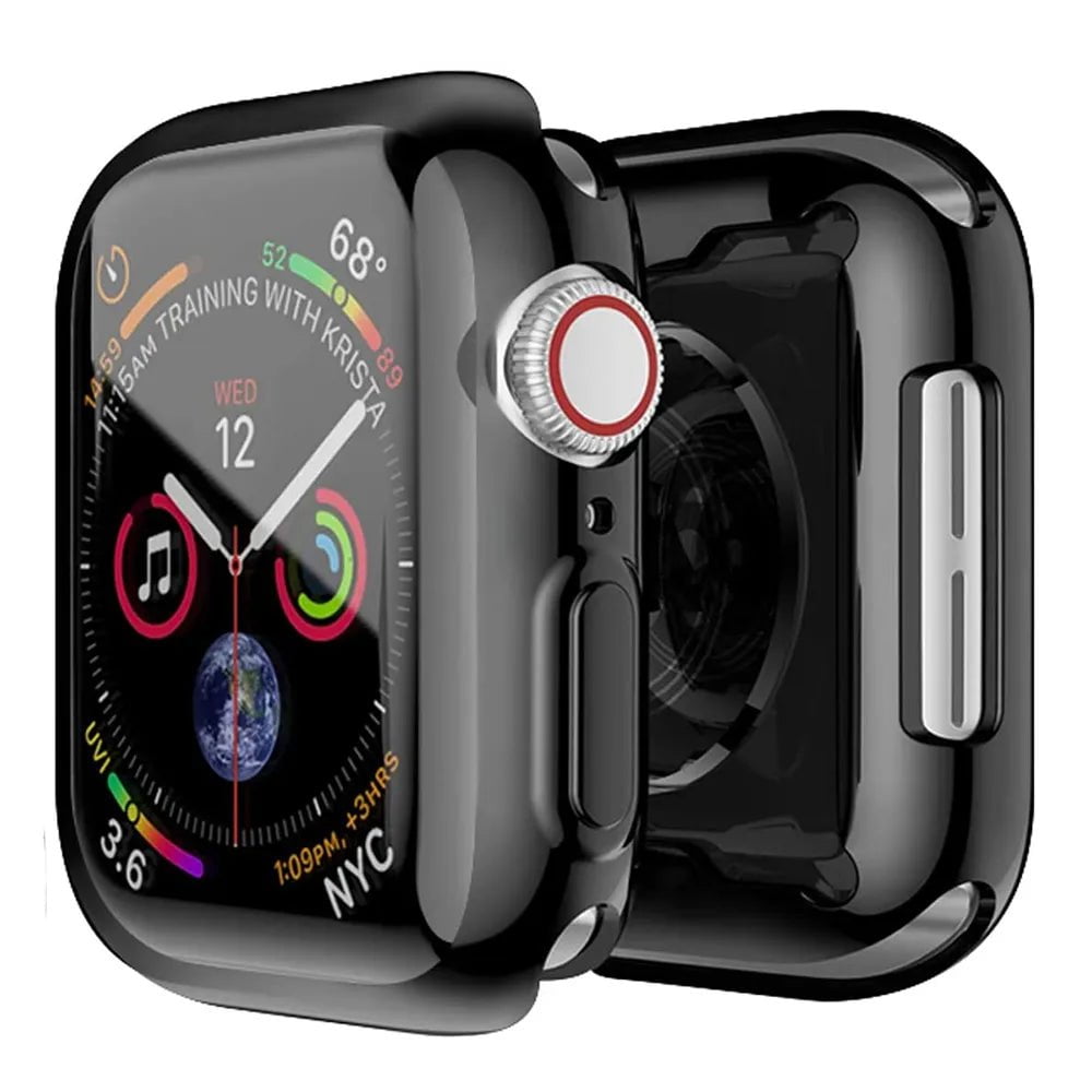 Storazone Black / Series 7 8 9 45MM Screen Protector for Apple Watch Case 45mm 41mm 44MM 40MM 42mm 38MM Full TPU Bumper Cover Accessories Iwatch Series 9 8 7 SE 6 3